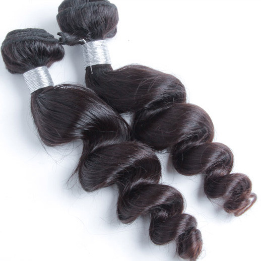 1 bunt 8A Loose Wave Peruvian Virgin Hair Weave Natural Black 0