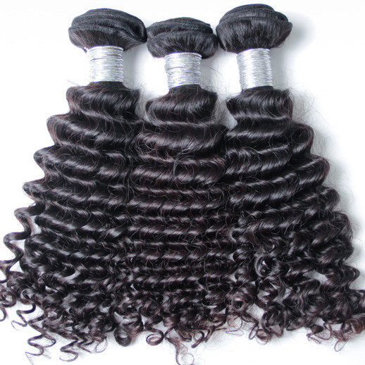 2 st 8A Deep Wave Virgin Peruvian Hair Weave Natural Black 0