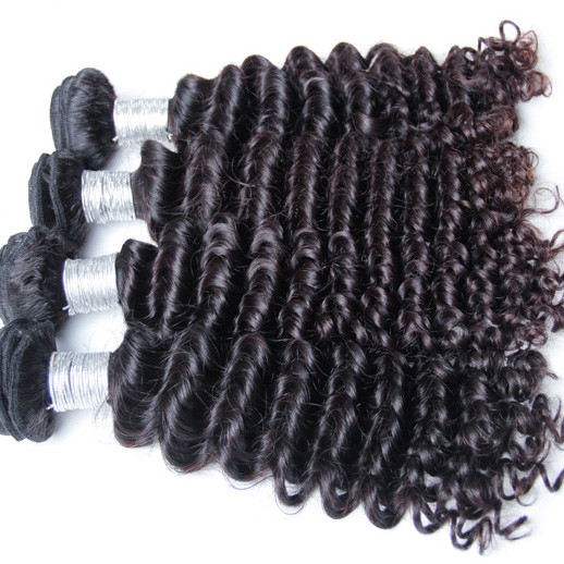 3 st 8A Peruansk Virgin Hair Weave Natural Black Deep Wave 1