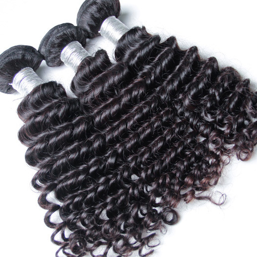 4 st 8A Deep Wave Virgin Peruvian Hair Weave Natural Black 1