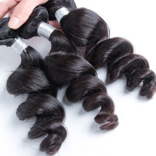 2 stk 8A Virgin Peruvian Hair Loose Wave Weave Natural Black 1