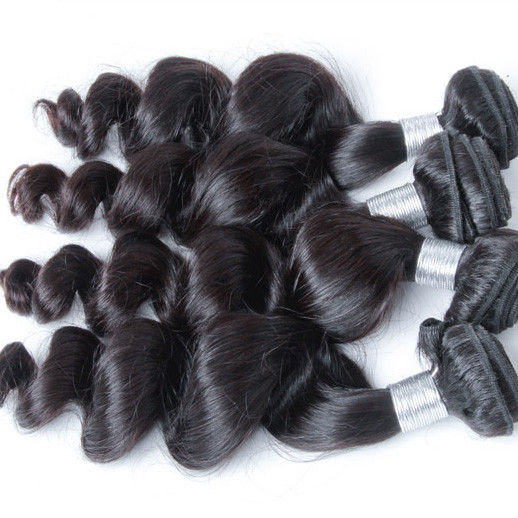 2 stk 8A Virgin Peruvian Hair Loose Wave Weave Natural Black 2