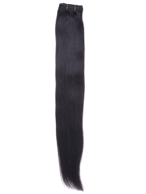 Negro natural barato (# 1B) Armadura de cabello humano Remy recto sedoso 0