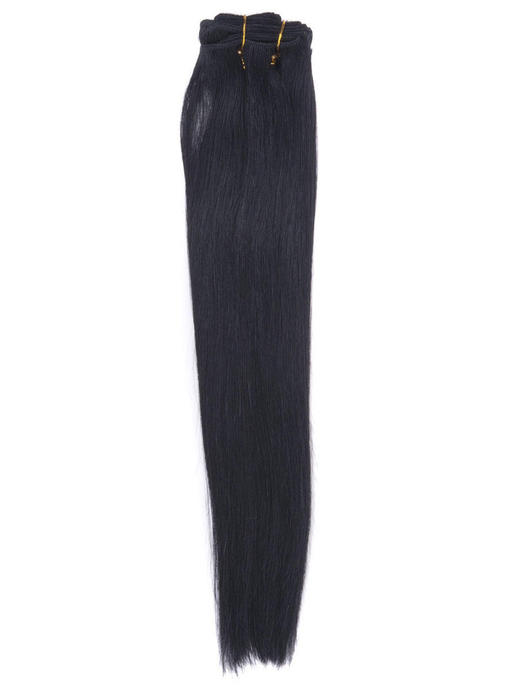 Paquetes de cabello Remy liso y sedoso negro azabache (# 1) 0
