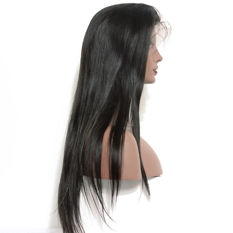Peruca de renda sedosa reta completa, perucas de cabelo virgem 100% humano 8-28 polegadas 1