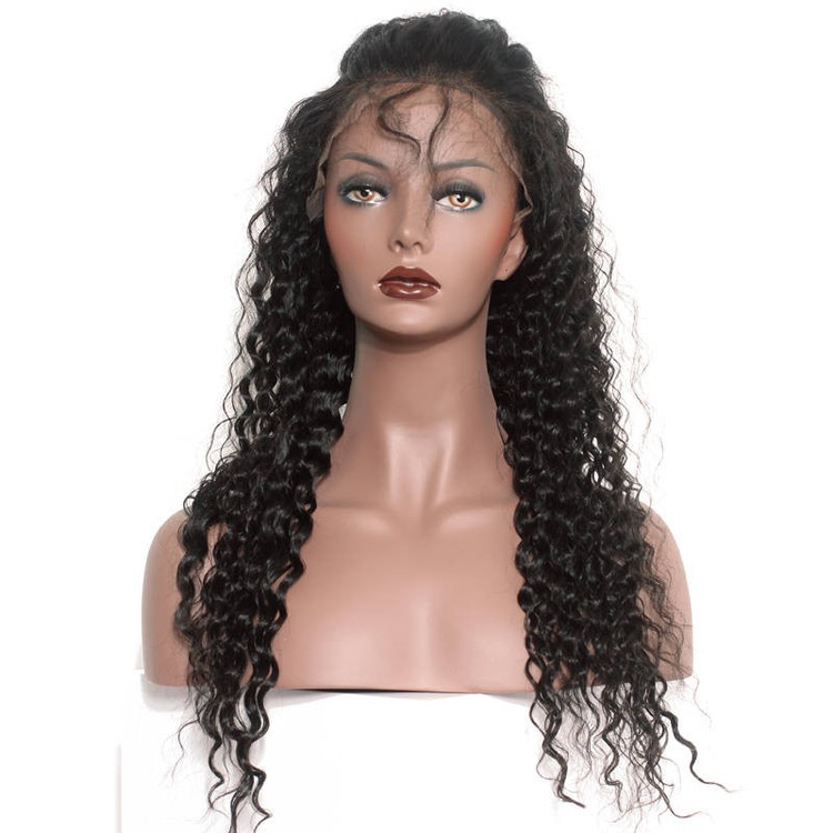 Zacht als Zijde Diepe Golf Full Lace Menselijk Haar Pruik, 10-28 inch Lace Wigs 0