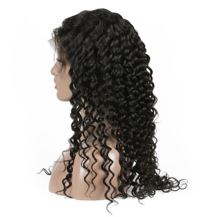 Peruca de cabelo humano de renda de onda profunda macia como seda, peruca frontal de renda de 12-28 polegadas 1