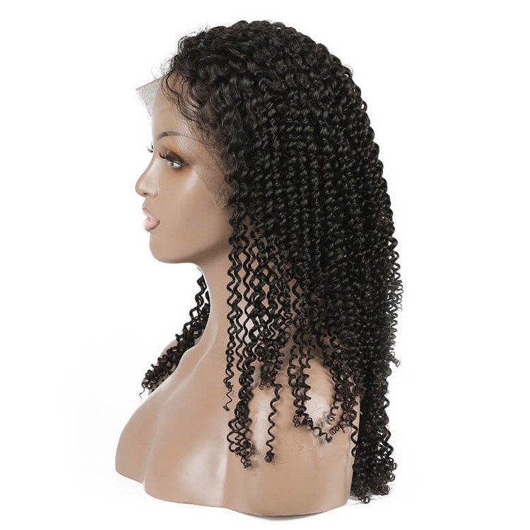 Kinky Curly Lace Front Wig, 100% cheveux vierges bouclés perruques 8A pour les femmes 0