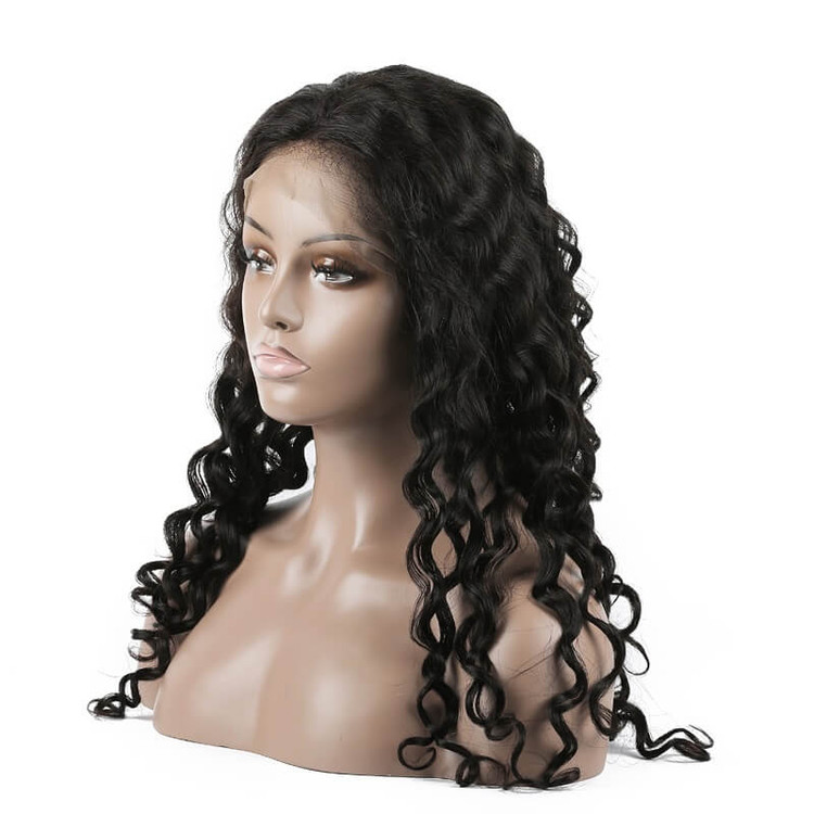 Pelucas onduladas de cabello humano con frente de encaje, 10-30 pulgadas lisas 0