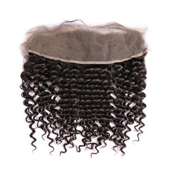Frontal de encaje de cabello virgen liso, frontal rizado 13 * 4 para mujeres