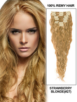 Strawberry Blonde(#27) Ultimate Kinky Curl Clip em extensões de cabelo Remy 9 peças-np
