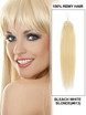Remy Micro Loop Hair Extensions 100 tråder Silky Straight Bleach White Blond(#613)