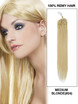 Micro Loop Remy Hair Extensions 100 mèches soyeuses droites blond moyen (#24)