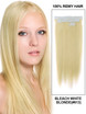 Tape In Human Hair Extensions 20 stykker Silky Straight Bleach White Blond(#613)