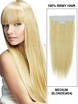 Extensions de cheveux humains avec ruban adhésif 20 pièces blond moyen lisse et soyeux (#24)