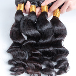 4 stk/parti 8A Virgin Brazilian Hair Loose Wave Weave Natural Black