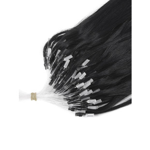Extensions de cheveux Remy Micro Loop 100 mèches Noir de jais (#1) Droit soyeux 1