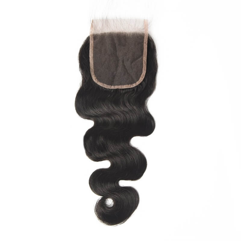 4*4 Unprocessed Virgin Hair Body Wave Lace Closure Natural Color 0