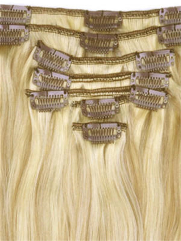 Golden Brown/Blonde(#F12-613) Deluxe Straight Clip In Human Hair Extensions 7 Pieces 1