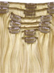 Golden Brown/Blonde(#F12-613) Deluxe Straight Clip In Human Hair Extensions 7 Pieces 1 small