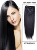 Jet Black(#1) Premium Straight Clip In Hair Extensions 7 Pieces 0 small
