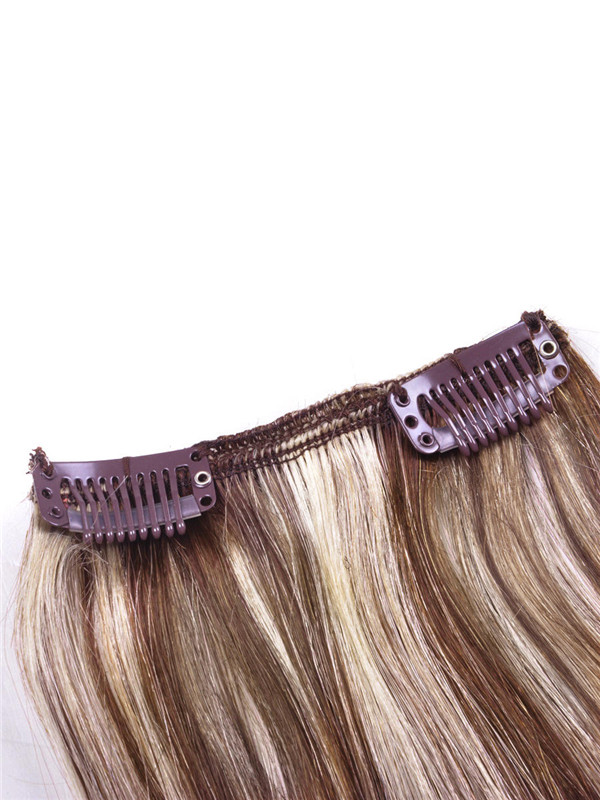 Brown/Blonde(#P4-22) Ultimate Straight Clip In Remy Hair Extensions 9 Pieces 0