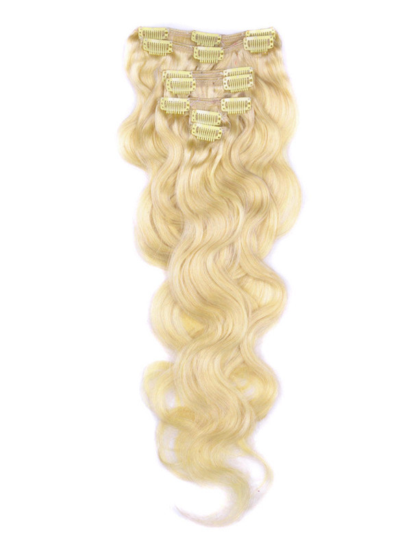 Ash/White Blonde(#P18-613) Premium Body Wave Clip In Hair Extensions 7 Pieces 0