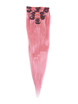 Pink(#Pink) Deluxe Straight Clip In Human Hair Extensions 7 Pieces 1 small