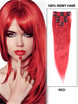 Red(#Red) Ultimate Straight Clip In Remy Hair Extensions 9 Pieces 0 small