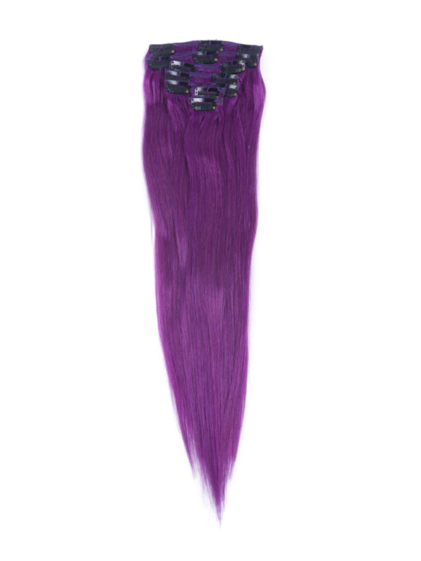 Violet(#Violet) Premium Straight Clip In Hair Extensions 7 Pieces 3