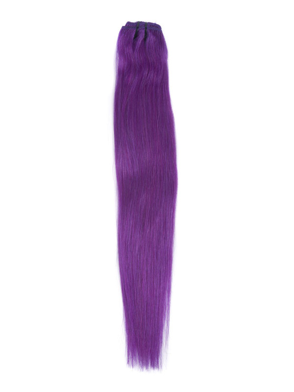 Violet(#Violet) Deluxe Straight Clip In Human Hair Extensions 7 Pieces 3