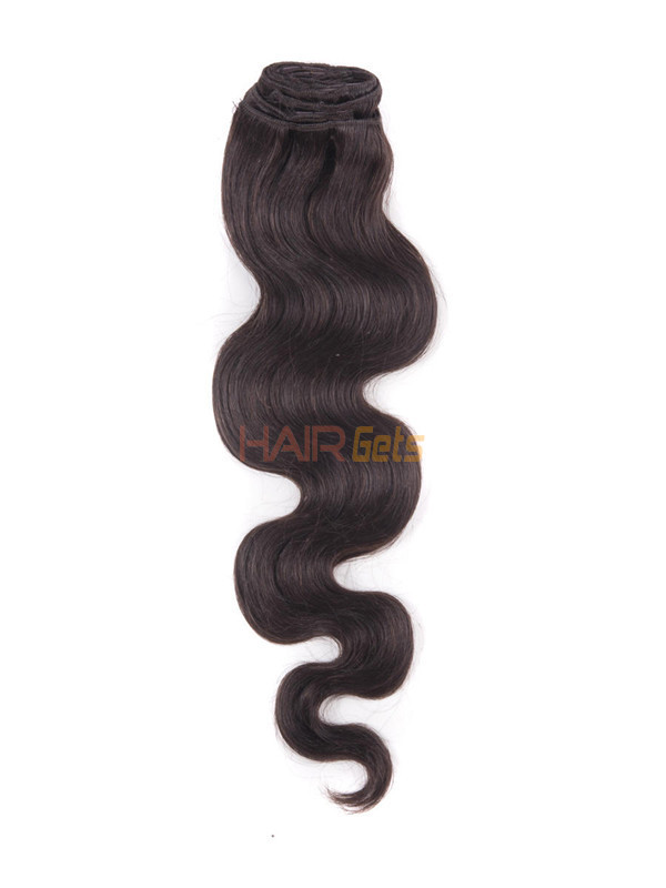 Dark Brown(#2) Deluxe Body Wave Clip In Human Hair Extensions 7 Pieces