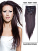 Dark Brown(#2) Premium Silky Straight Clip In Hair Extensions 7 Pieces 0 small