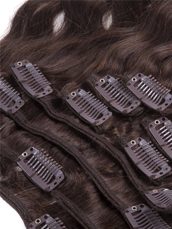 Medium Brown(#4) Deluxe Body Wave Clip In Human Hair Extensions 7 Pieces 1