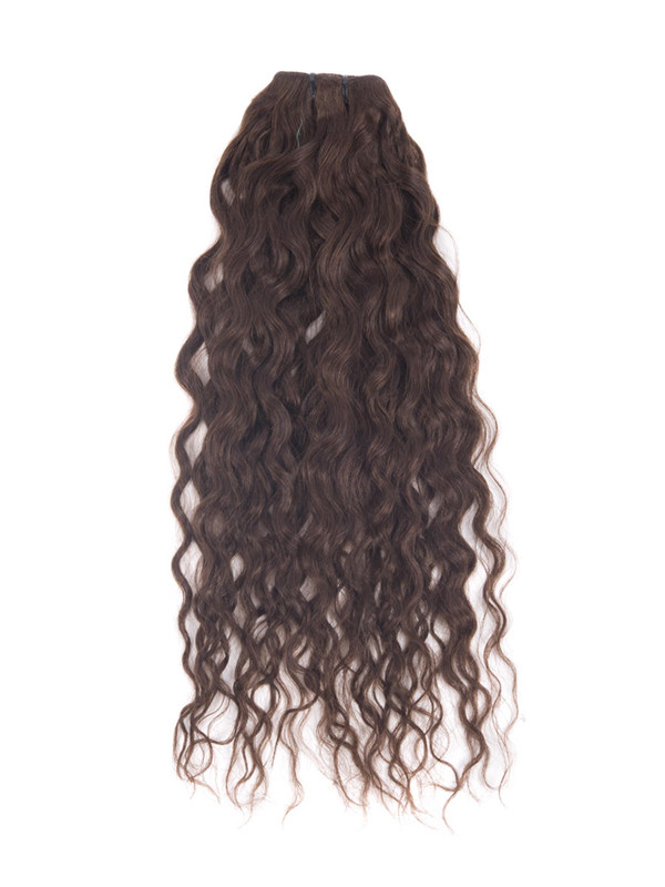 Medium Brown(#4) Deluxe Kinky Curl Clip In Human Hair Extensions 7 Pieces 3