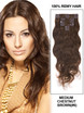Medium Chestnut Brown(#6) Premium Body Wave Clip In Hair Extensions 7 Pieces 1 small