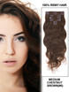 Medium Chestnut Brown(#6) Deluxe Body Wave Clip In Human Hair Extensions 7 Pieces 0 small