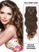 Medium Chestnut Brown(#6) Deluxe Body Wave Clip In Human Hair Extensions 7 Pieces 1 small