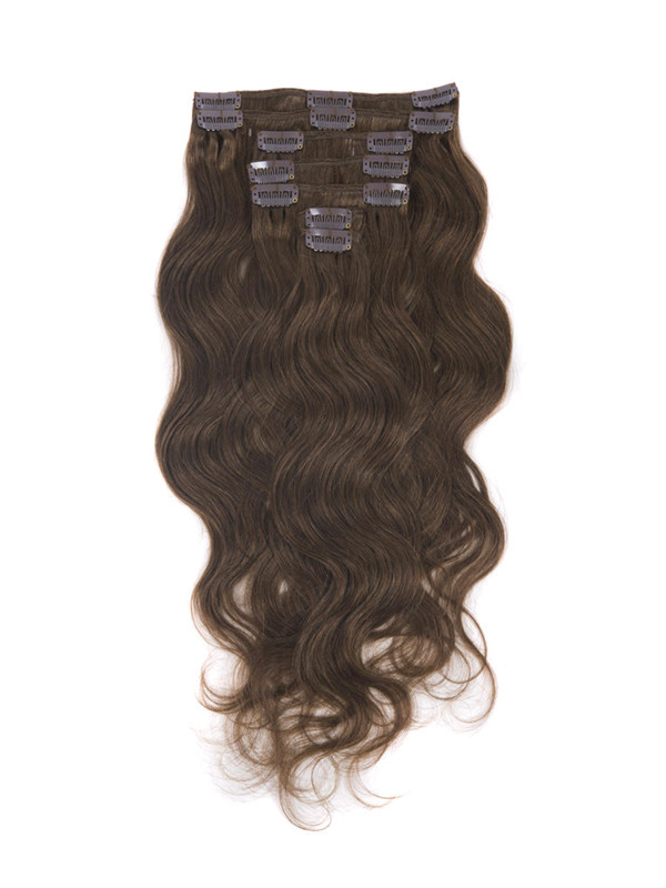 Medium Chestnut Brown(#6) Deluxe Body Wave Clip In Human Hair Extensions 7 Pieces 3