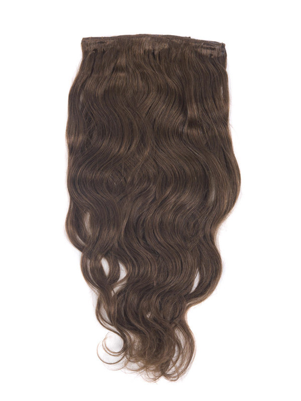 Medium Chestnut Brown(#6) Deluxe Body Wave Clip In Human Hair Extensions 7 Pieces 4