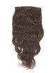 Medium Chestnut Brown(#6) Deluxe Body Wave Clip In Human Hair Extensions 7 Pieces 4 small