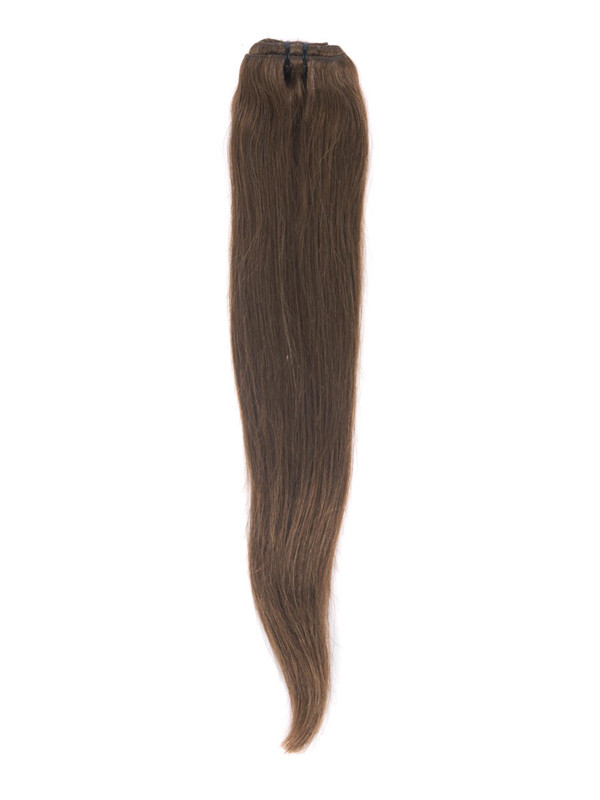 Medium Chestnut Brown(#6) Deluxe Straight Clip In Human Hair Extensions 7 Pieces 5