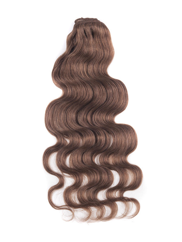 Light Chestnut(#8) Deluxe Body Wave Clip In Human Hair Extensions 7 Pieces-np 0