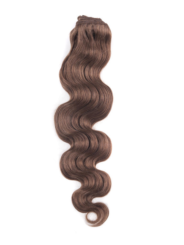 Light Chestnut(#8) Deluxe Body Wave Clip In Human Hair Extensions 7 Pieces-np 1