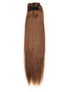 Light Chestnut(#8) Deluxe Straight Clip In Human Hair Extensions 7 Pieces 2 small