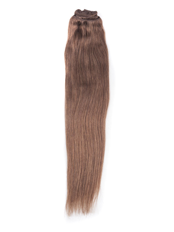 Light Chestnut(#8) Ultimate Straight Clip In Remy Hair Extensions 9 Pieces 2