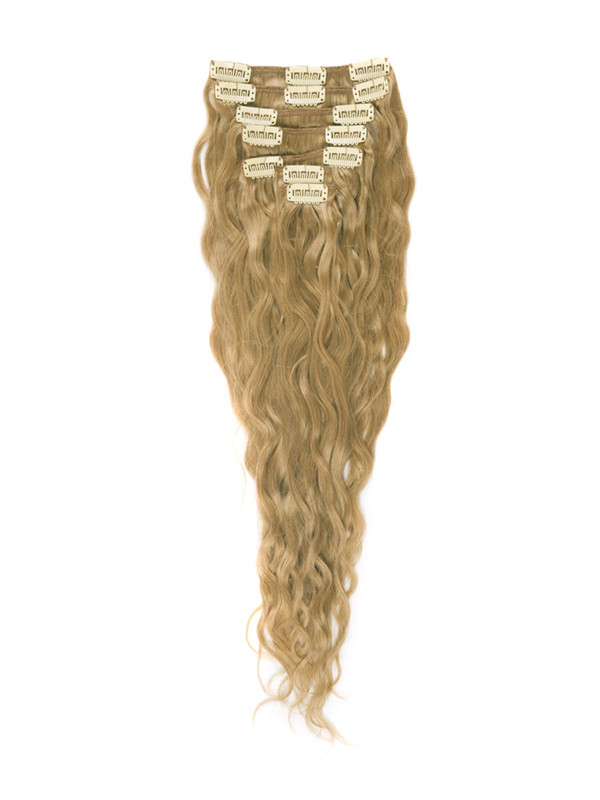 Strawberry Blonde(#27) Deluxe Kinky Curl Clip In Human Hair Extensions 7 Pieces 0