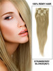 Strawberry Blonde(#27) Deluxe Straight Clip In Human Hair Extensions 7 Pieces 0 small