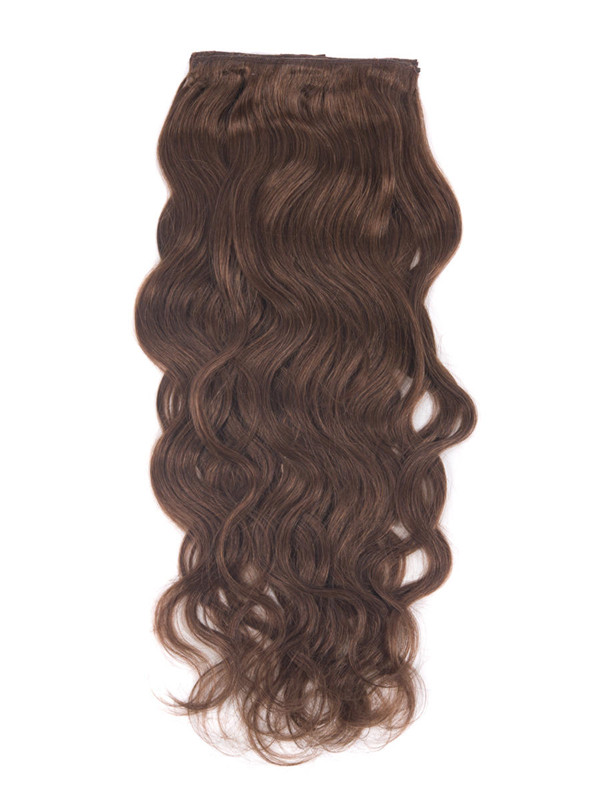 Dark Auburn(#33) Deluxe Body Wave Clip In Human Hair Extensions 7 Pieces 2