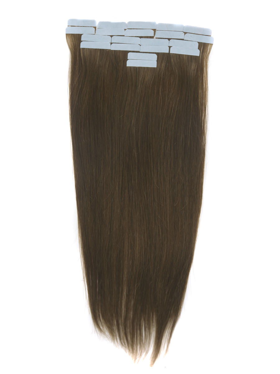 Remy Tape In Hair Extensions 20 Piece Silky Straight Light Chestnut(#8) 0